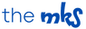 Blue logo of 'the mks' on a white background
