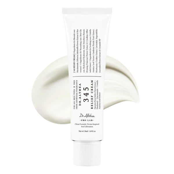 Dr.Althea 345 Relief Cream | Daily Face Moisturizer | Blemish Relief Care | Soothing Recovery & Moisture with Niacinamide, Panthenol | Korean Vegan Skincare for All Skin Types | 1.69 Fl Oz