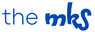 Blue logo of 'the mks' on a white background